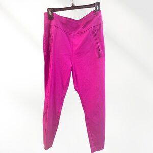 INC Hot Pink Pull-On Pants Faux Zip Pockets sz 10